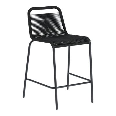 Scaun bar de grădină cu structură din oțel Kave Home Glenville, înălțime 62 cm, negru