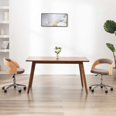 vidaXL Scaune pivotante de masă 2 buc. gri taupe, lemn curbat & textil