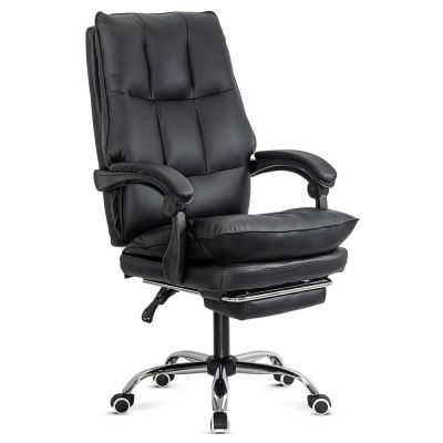 Scaun directorial negru din piele ecologica, cu suport de picioare, rabatabil si elegant OFF 417