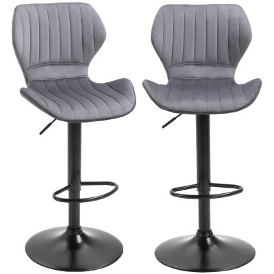 Set 2 scaune bar, inaltime reglabila, imitatie catifea HOMCOM | Aosom Romania