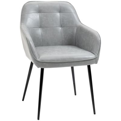 HOMCOM Scaun în Stil Industial cu Spătar din Piele Ecologică și Metal, 61x58x84 cm, Gri | Aosom Romania
