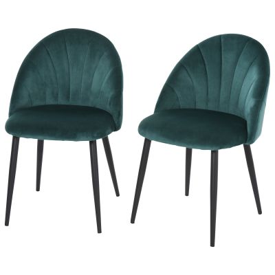 HOMCOM Set de 2 Scaune Căptușite fără Cotiere, Scaune pentru Sufrageri sau Bucatarie, 50x54x80 cm, Verde | Aosom Romania