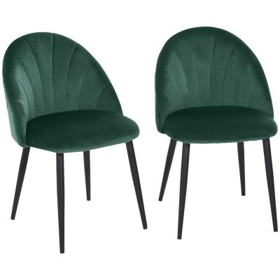 HOMCOM Set de 2 Scaune Căptușite fără Cotiere, Scaune pentru Sufrageri sau Bucatarie, 50x54x80 cm, Verde | Aosom Romania