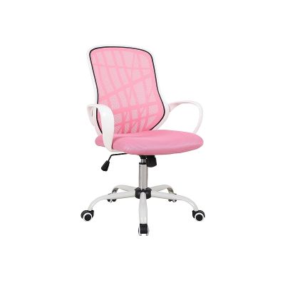 Scaun de birou ergonomic tapitat cu stofa, Daxton Roz / Alb, l51xA45xH95-105 cm