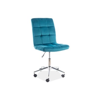 Scaun de birou tapitat cu stofa, Qwin-020 Velvet Turcoaz, l45xA40xH87-97 cm