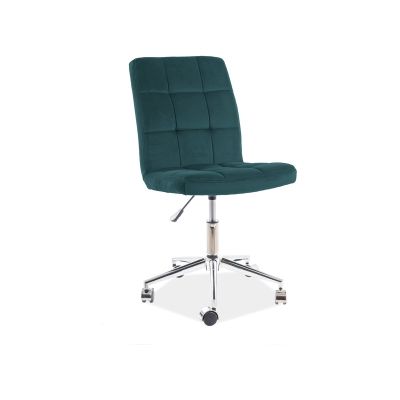 Scaun de birou tapitat cu stofa, Qwin-020 Velvet Verde Inchis, l45xA40xH87-97 cm