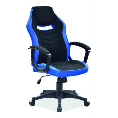 Scaun gaming tapitat cu stofa Camira Negru / Albastru, l59xA49xH106-116 cm