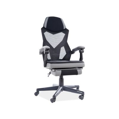 Scaun gaming tapitat cu stofa Qwin-939 Negru / Gri, l56xA48xH108-120 cm