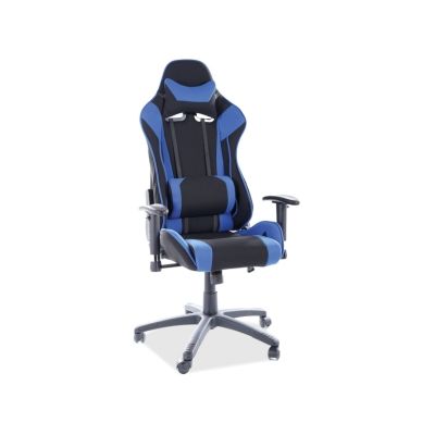 Scaun gaming tapitat cu stofa, Vesper Negru / Albastru, l70xA49xH126-134 cm