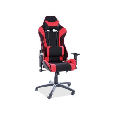 Scaun gaming tapitat cu stofa, Vesper Negru / Rosu, l70xA49xH126-134 cm