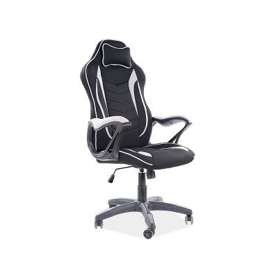 Scaun gaming tapitat cu stofa Zenobio Negru / Gri, l66xA48xH122-130 cm