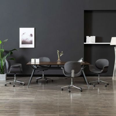 vidaXL Scaune de bucătărie pivotante, 4 buc., gri, material textil