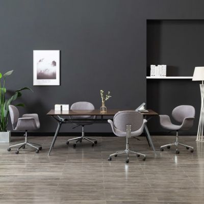 vidaXL Scaune de bucătărie pivotante, 4 buc., gri, material textil