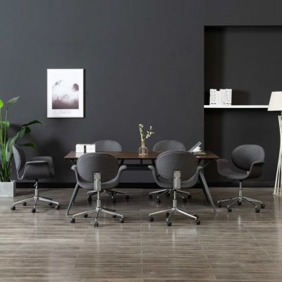 vidaXL Scaune de bucătărie pivotante, 6 buc., gri, material textil