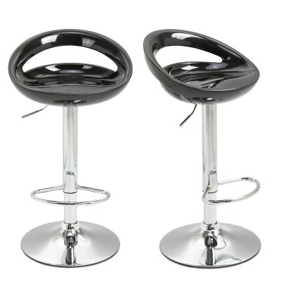 Set 2 scaune de bar, Rotire 360 °, Structura din metal, plastic ABS, negru 46x41x76-96cm HOMCOM | Aosom Romania