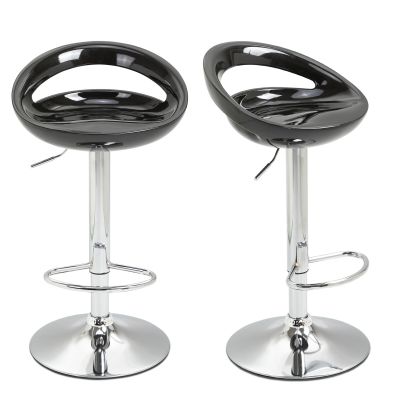 Set 2 scaune de bar, Rotire 360 °, Structura din metal, plastic ABS, negru 46x41x76-96cm HOMCOM | Aosom RO