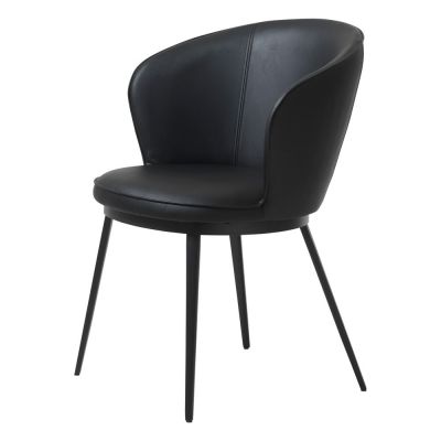 Scaun cu husă din imitație de piele Unique Furniture Gain Leath, negru