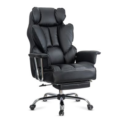 Scaun directorial negru din piele ecologica cu suport pentru picioare OFF 413