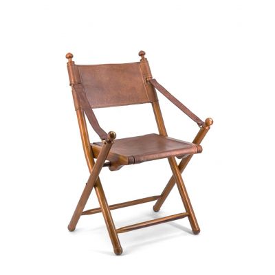 Scaun pliabil din lemn si piele, Tarlton Maro, l56xA53xH90 cm