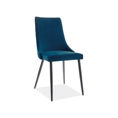 Scaun tapitat cu stofa, cu picioare metalice Pirro B Matt Velvet Bleumarin / Negru, l47xA59xH93 cm