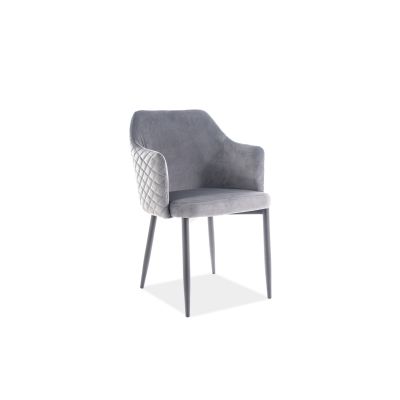 Scaun tapitat cu stofa si picioare metalice Astrelo Velvet Gri / Negru, l55xA54xH83 cm