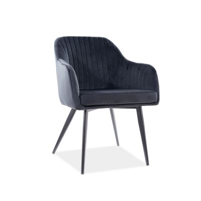 Scaun tapitat cu stofa si picioare metalice Eleanor Velvet Negru, l59xA62xH81 cm