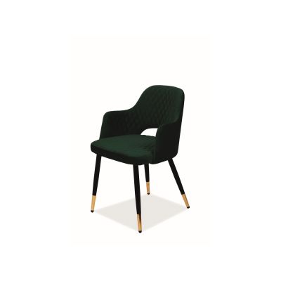 Scaun tapitat cu stofa si picioare metalice Frances Velvet Verde Inchis / Negru / Auriu, l54xA52xH80 cm