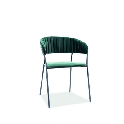 Scaun tapitat cu stofa si picioare metalice Lloyd B Velvet Verde inchis / Negru, l56xA50xH78 cm