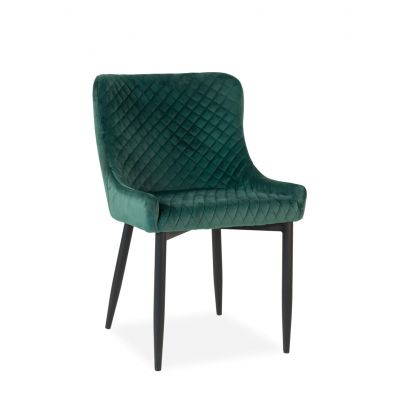 Scaun tapitat cu stofa si picioare metalice, Melissa Velvet Verde / Negru, l52xA62xH82 cm