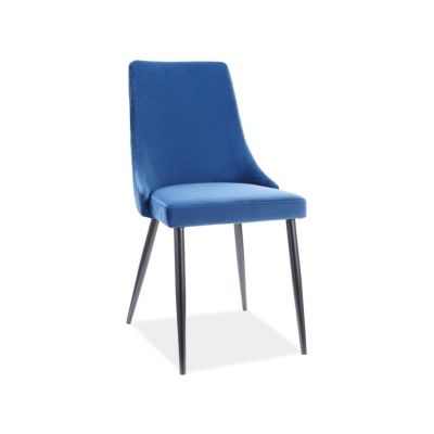 Scaun tapitat cu stofa si picioare metalice, Pirro B Velvet Bleumarin / Negru, l47xA59xH93 cm