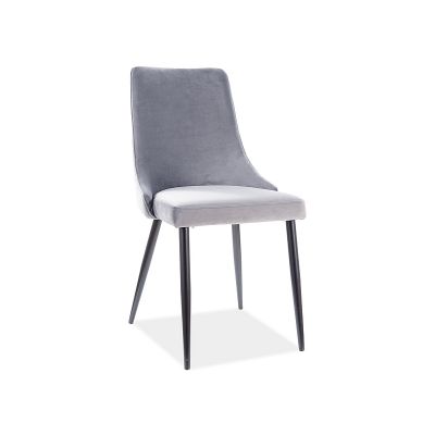 Scaun tapitat cu stofa si picioare metalice, Pirro B Velvet Gri / Negru, l47xA59xH93 cm
