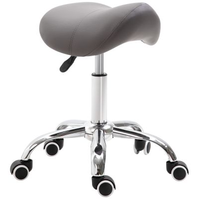 HOMCOM Scaun de lucru cu sa si roti, cu Inaltime reglabila pentru Saloane de coafor si Tatuaj, 52x53x49-61cm Gri | Aosom Romania