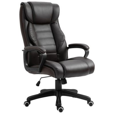 Fotoliu de birou Vinsettopentru Masaj si Ergonomic cu Design Directorial din Piele ecologica Neagra si 6 Puncte de Masaj | Aosom RO