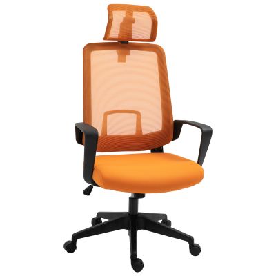 Vinsetto Scaun de Birou Rotativ, Fotoliu Ergonomic cu Tetiera si Suport Lombar, Scaun pentru Masa de lucru Portocaliu