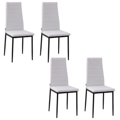HOMCOM Set 4 scaune captusite pentru sufragerie, mobilier modern, scaune moi, scaune pentru bucatarie | AOSOM RO
