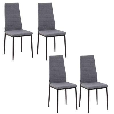 HomCom set 4 scaune, cadru metal cu tapiterie, scaune de bucatarie, scaune sufragerie 41x50x97cm | AOSOM RO