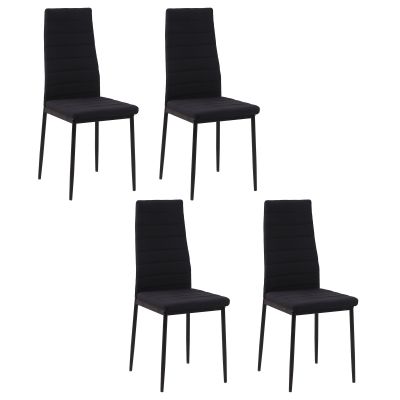 HOMCOM Set 4 scaune captusite pentru sufragerie, mobilier modern, scaun negru, scaun pentru bucatarie | AOSOM RO