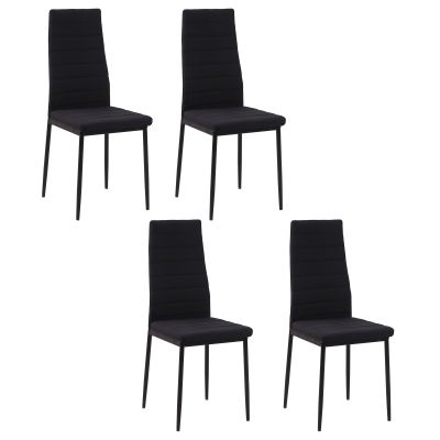 Set 4 scaune captusite pentru sufragerie, mobilier modern, scaun negru, scaun pentru bucatarie HOMCOM | Aosom RO Set 4 scaune captusite pentru sufragerie, mobilier modern, scaun negru, scaun pentru bucatarie HOMCOM | Aosom RO