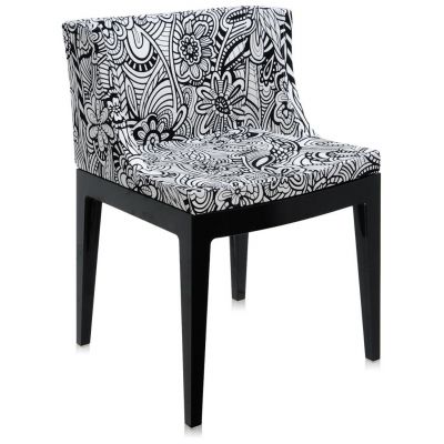 Scaun Kartell Mademoiselle design Philippe Starck tapiterie Missoni Cartagena alb-negru