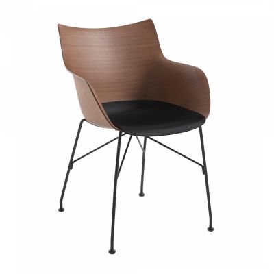 Scaun Kartell Smart Wood Q/Wood design Philippe Stark Basic Veneer Dark wood - sezut negru picioare negre