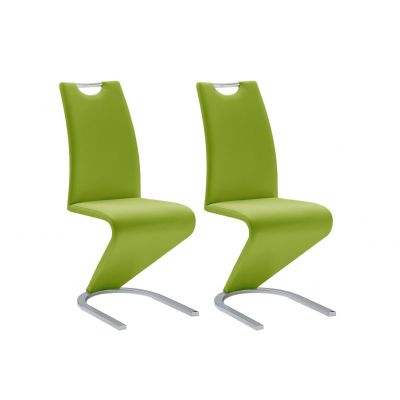 Set 2 scaune tapitate cu piele ecologica si picioare metalice, Amado Lime / Crom, l45xA62xH102 cm Set 2 scaune tapitate cu piele ecologica si picioare metalice, Amado Lime / Crom, l45xA62xH102 cm