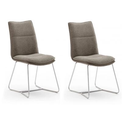 Set 2 scaune tapitate cu stofa si picioare metalice, Hampton II Capuccino / Crom, l48xA65xH94 cm