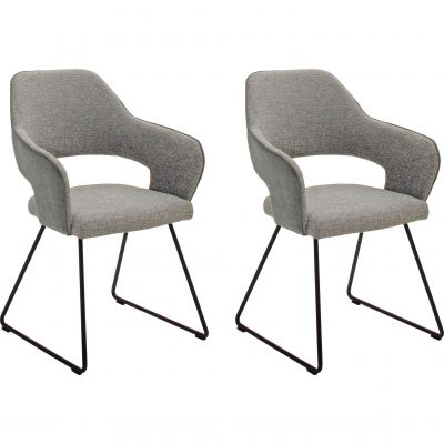 Set 2 scaune tapitate cu stofa si picioare metalice, Newcastle Skid Gri / Negru, l58xA59xH87 cm