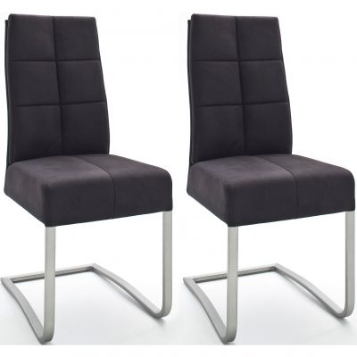 Set 2 scaune tapitate cu stofa si picioare metalice, Salva II Negru / Crom, l46xA61xH102 cm