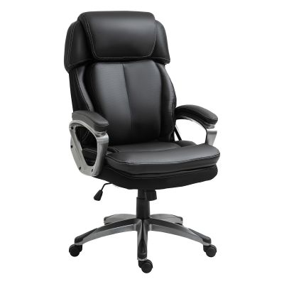 Fotoliu de Birou Ergonomic , cu Tetiera, Inaltime Reglabila si Blansoar, cu Roti, 68x76x117-125cm Vinsetto | Aosom RO