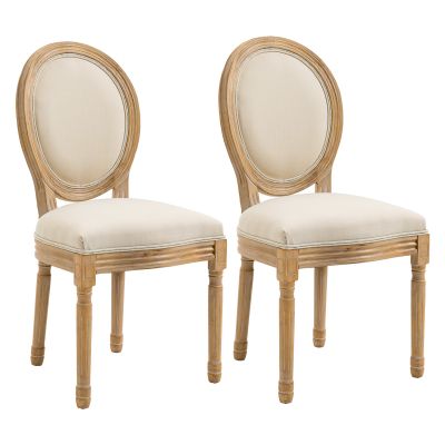 HomCom Set 2 scaune capitonate, scaune in stil vintage, scaune albe, scaune pentru living, sufragerie | AOSOM RO