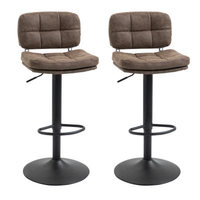 Set 2 Scaune de Bar Pivotante cu Inaltime Reglabilă, din Imitatie de Piele Maro si Tapitate, 41,5x45x85-107cm, Negru HOMCOM | Aosom Romania