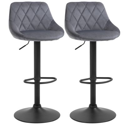 HOMCOM Scaun bar Reglabile in Inaltime cu Spatar, Greutate Suportata 120kg,51.5x48x83-104cm, gri | Aosom Romania