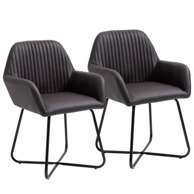 HomCom set 2 scaune cadru metalic X, 60x56.5x85cm, maro | AOSOM RO