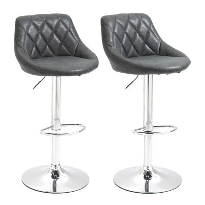 HOMCOM Set de 2 Scaune de Bar Pivotante Inaltime reglabila, din Imitatie din piele 51.5x48x83-104cm, Negru